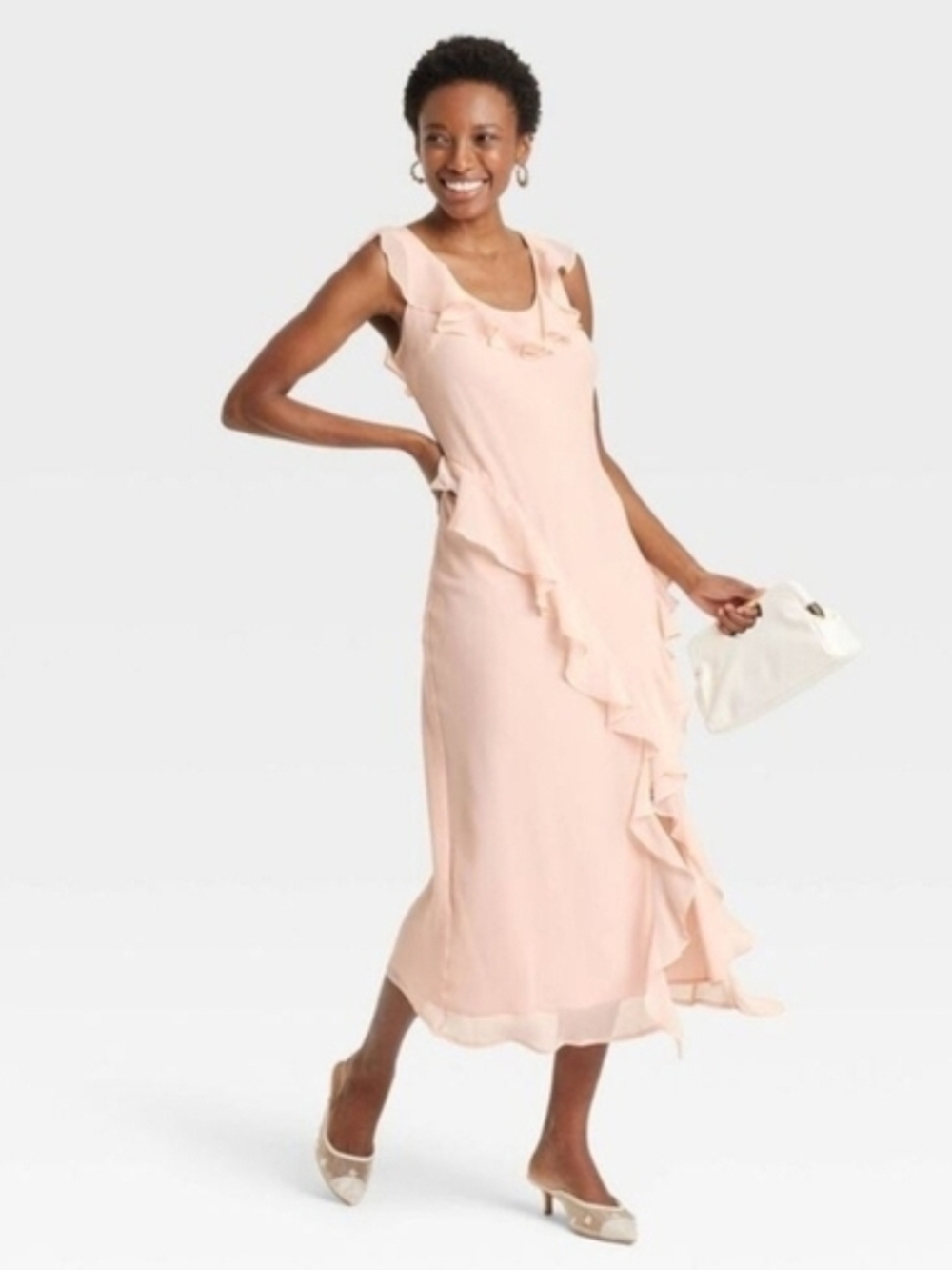 a new day Blush Pink Sleeveless Ruffle Maxi Dress
